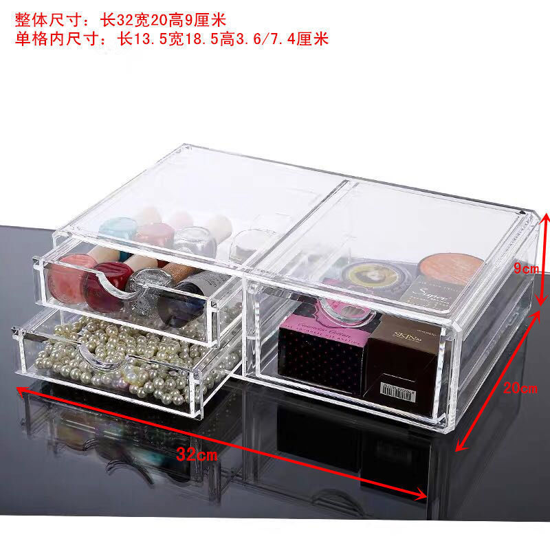 大型二層引き出しデスクトップ透明アクリル収納ボックス化粧品口紅マスク文具ラックメーカー|undefined