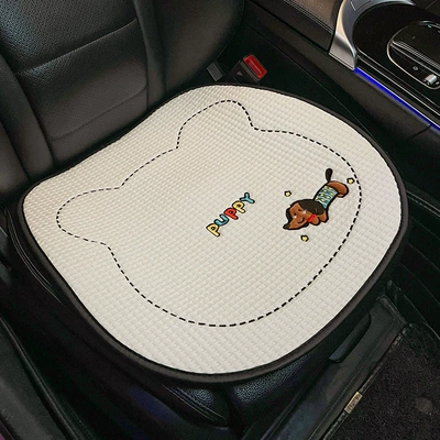 Summer Car Seat Cushion Ice Silk Cooling Cushion Breathable Four-Season Universal Cartoon Cute Puppy Car Interior Car Seat Cover (Seat cushion, seat cover) - universal-for-all-seasons-cute-puppy-white-front-seat-cushion-leaflet-no-specifications