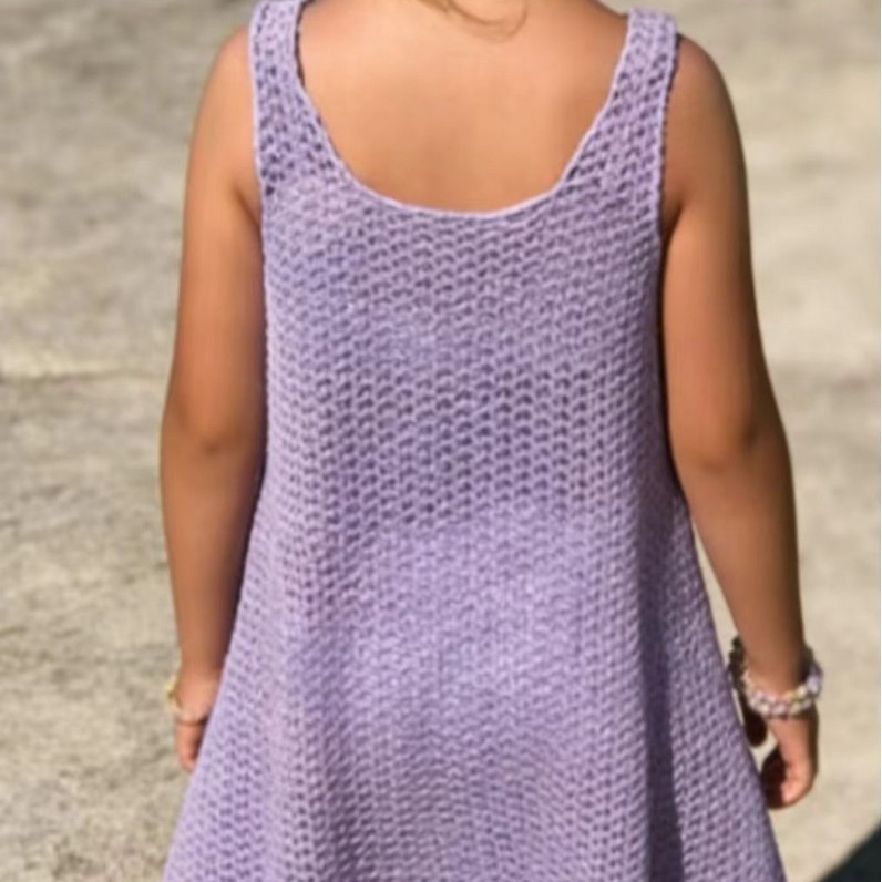 Neuer, modischer, lila gestrickter Badeanzug im französischen Stil, einteiliger Strandmantel für Kleinkinder (3-7 Jahre)_voghion.com