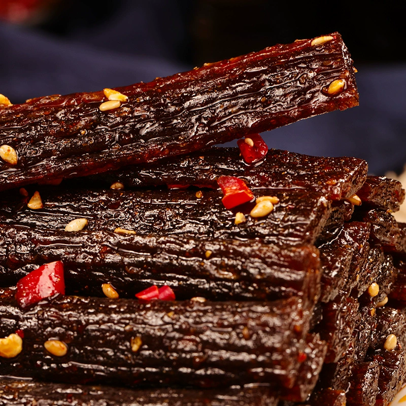 Жареные сушёные бобовые полоски (Si Xiang Shan), чесночный вкус, 10 маленьких пакетиков, острая закуска