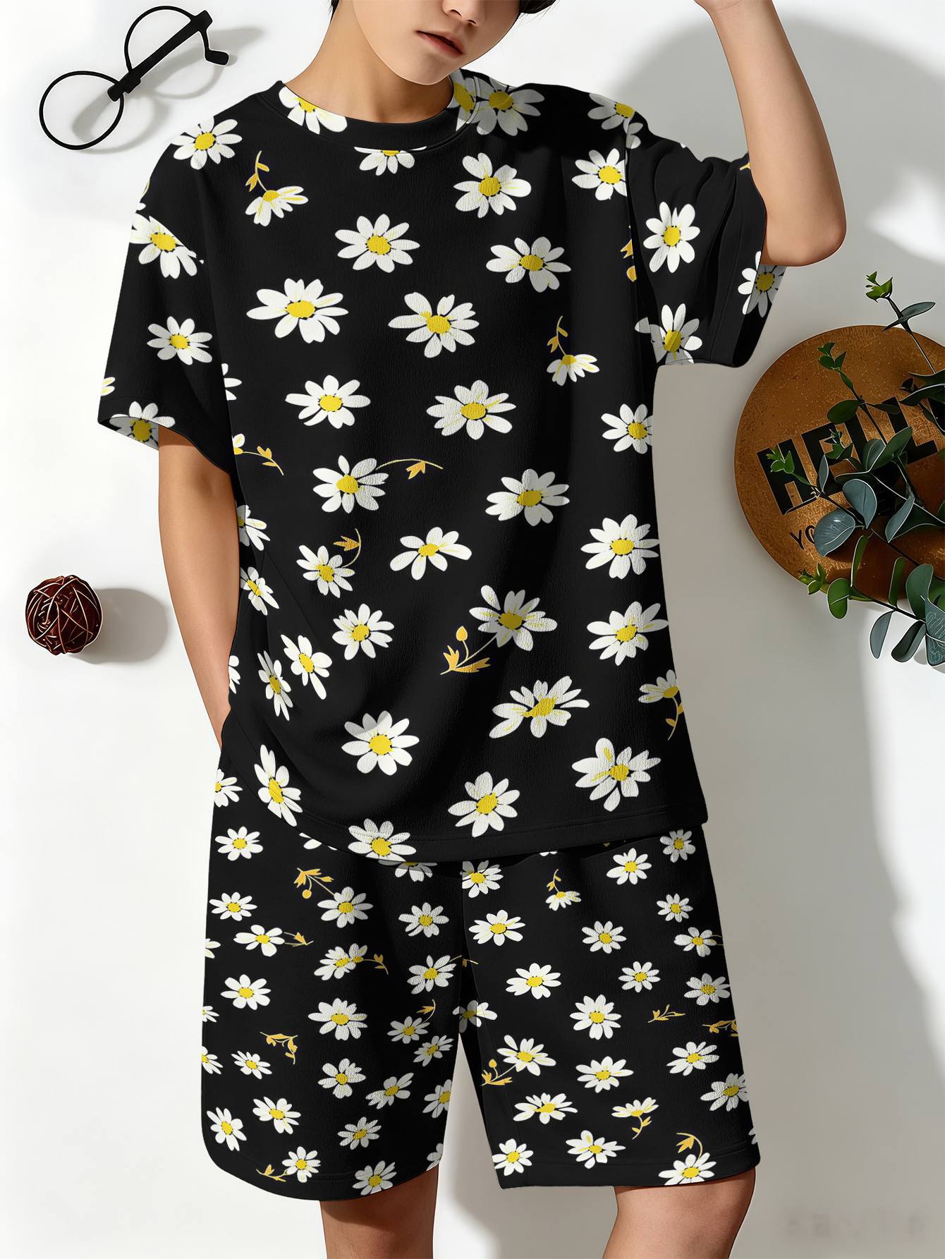 Jungen Anzug Mit Polka-dot- Und Blumenmuster In 3d-optik Set_voghion.com
