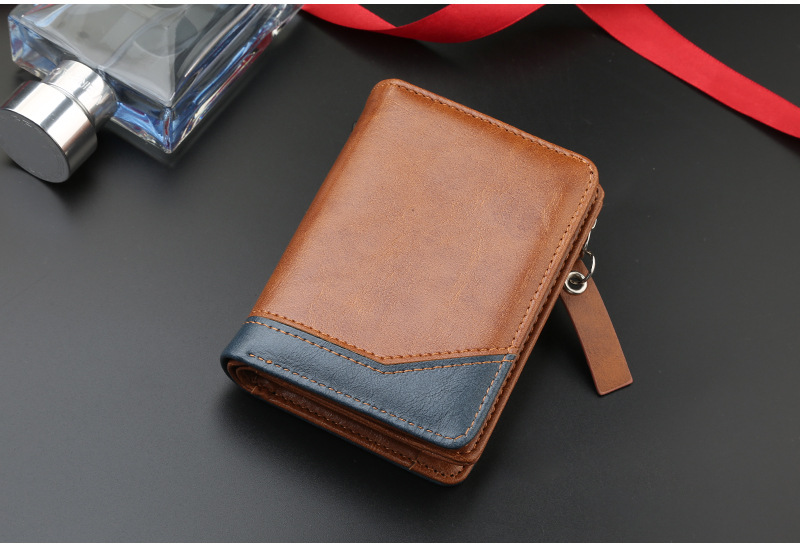 Men's Solid Color Pu Leather Zipper Wallets display picture 2