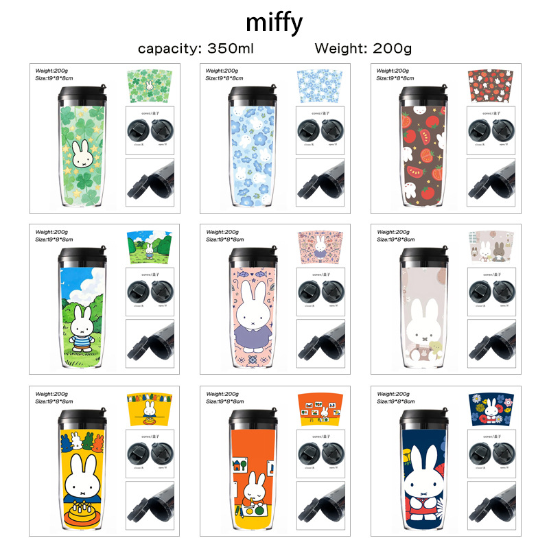Miffy Rabbit Cup Anime Peripheral Double-Layer Insulated Drinking Cup Unisex Sports Water Bottle Drinking Cup Tea Cup