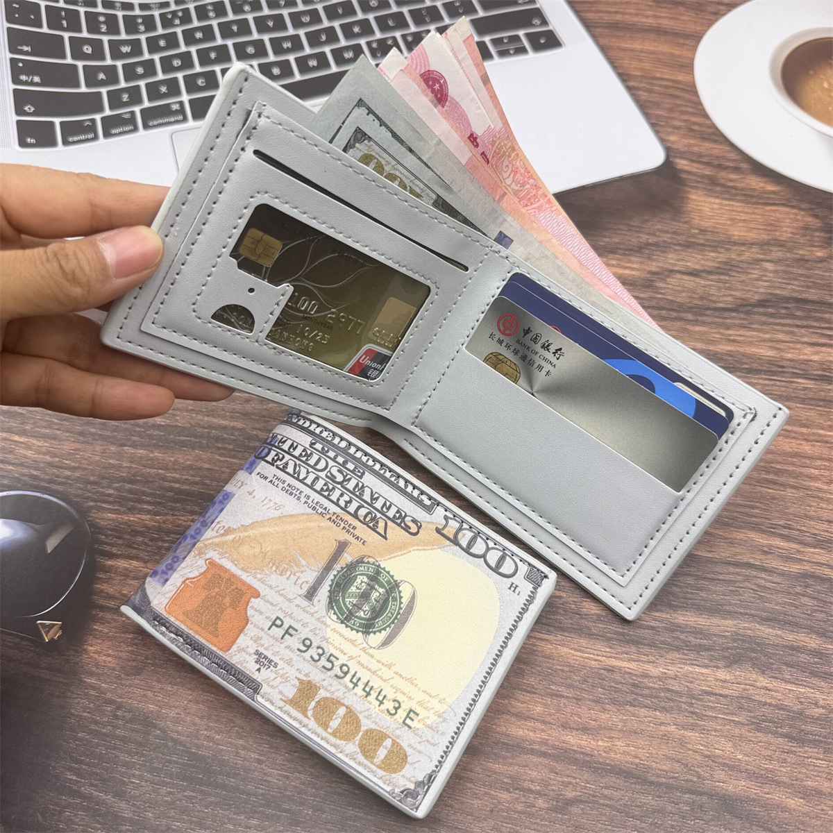 Amazon's Best-Selling Dollar Wallet New Coin Pattern Wallet Ready-Made Cross-Border Retro Printed Dollar Wallet Manufacturer