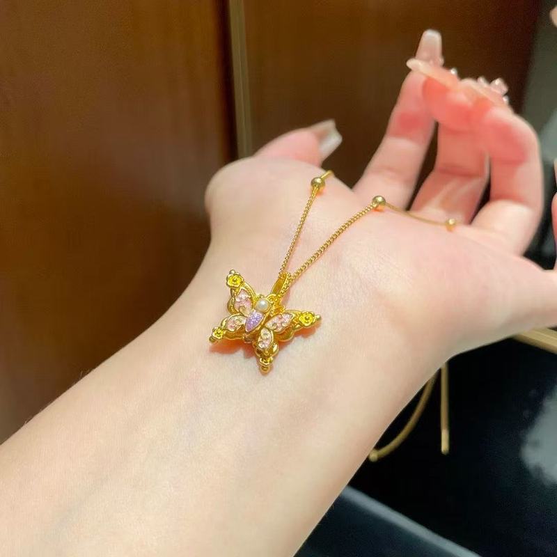 新中式镂空蝴蝶吊坠项链女简约精致轻奢高级感气质锁骨链颈链配饰|undefined