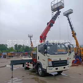 建筑园林三用高空作业车 20米高空随车吊图片 自制高空施工车视频