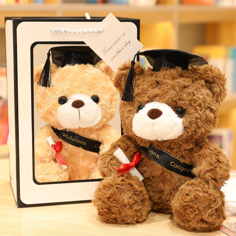 Graduation Season Teddy Bear Doll Soft Cute Bachelor's Hat Bear Plush Toy Gift Box College Entrance Examination Classmate Gift Doctor Bear