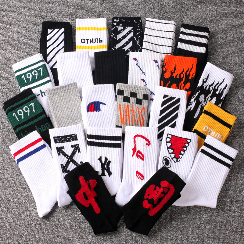 Socks men's trendy stockings fashion brand stockings couple's high blue ball socks Chinese 1997 women's socks ins fashion socks