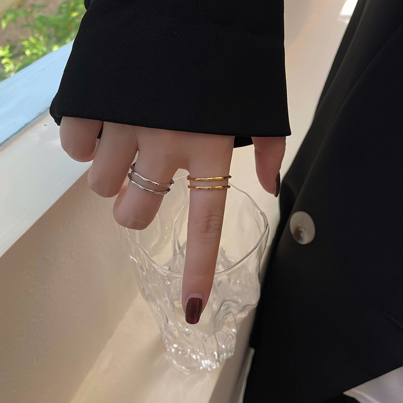 Fashion bamboo ring female double hollow creative simple fashion open ringpicture8
