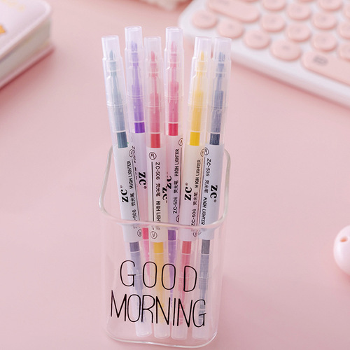 Ins Internet celebrity double-head highlighter live broadcast delivery student single-head highlighter 6 colors 12 colors wholesale