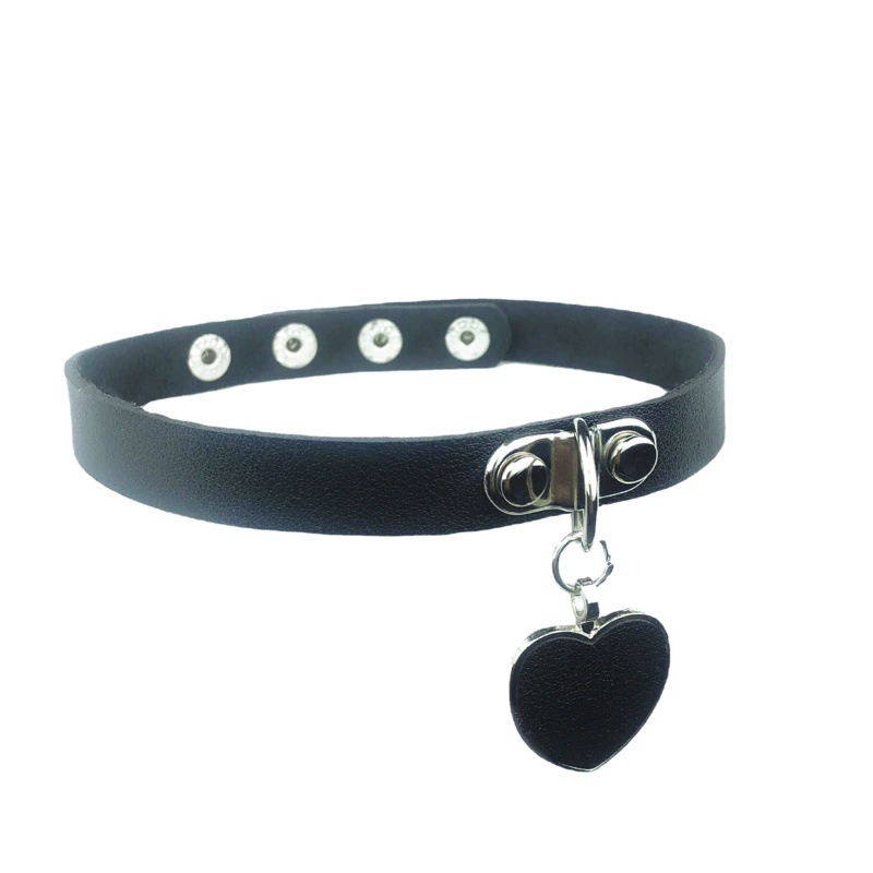Оптовая Аниме Рок Harajuku Панк Готическая Любовь Сердце Кулон Ожерелье Кожаный Воротник Кожаное Ожерелье Шея Цепь Браслет