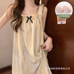 2025新款睡衣女夏天薄款无袖ins纯欲风清凉睡裙中长款家居服