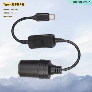 Avtomobil qeydedicisi üçün Type-C-dən alışqan yuvasına 5V-dən 12V-ə kabel