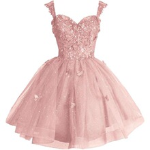 Shoulder Glitter Tulle Homecoming Dresses for Teens 3D