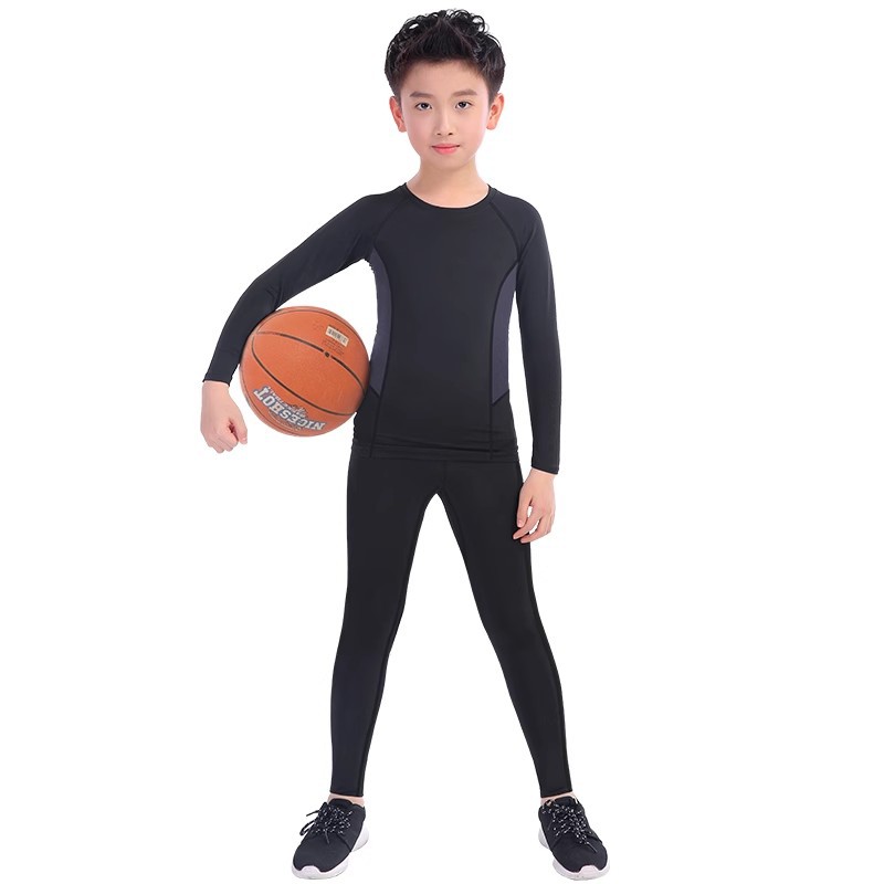 Invierno ajustada juego de baloncesto de niños entrenamiento de entrenamiento de entrenamiento de invierno de otoño y acondicionamiento físico de fútbol ropa interior para niños ropa de base