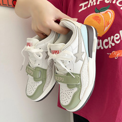 Small fresh spring fruit green contrasting color air cushion jogging shoes ulzzang trendy couple white sports sneakers for men and women