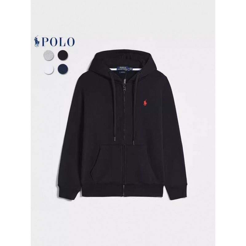 Ralph Lauren Paul Long-Sleeved Sweatshirt Men's Casual Solid Color Embroidered Pony Logo Zipper Pullover Cardigan Sweatshirt