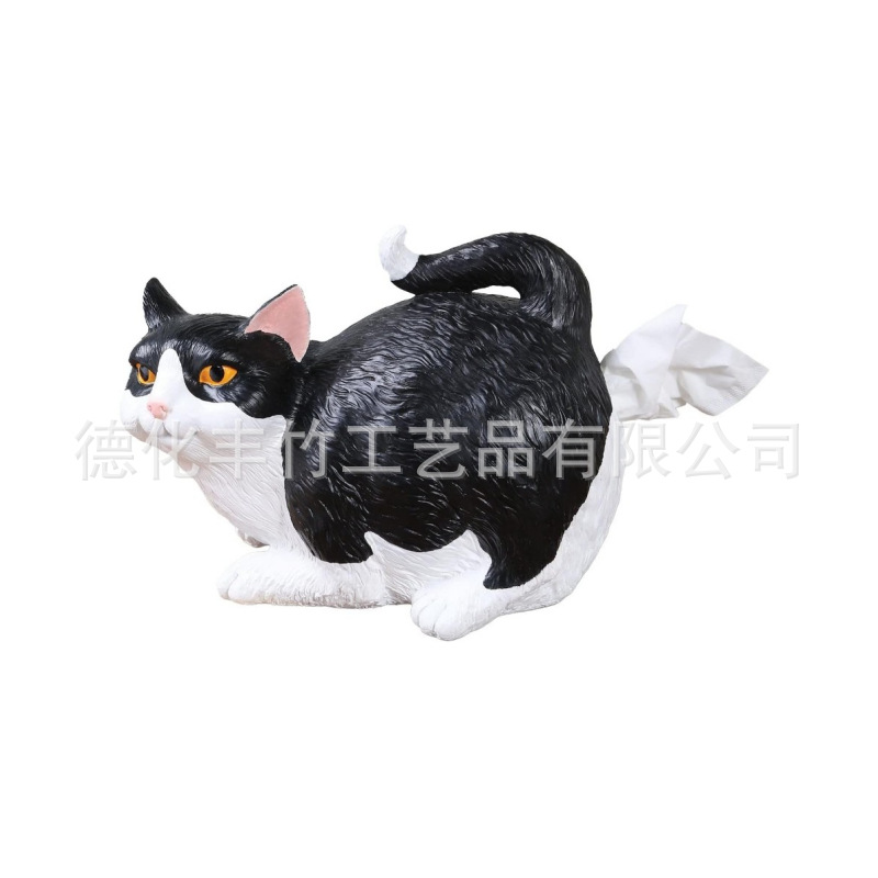 树脂仿真猫咪纸巾架摆件模型动物手工艺品摆件跨境摆件创意猫动物