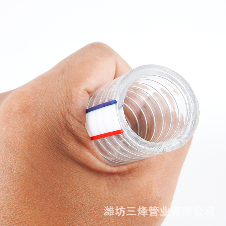 Manufacturer's transparent high-pressure spiral steel wire reinforced plastic hose, temperature resi