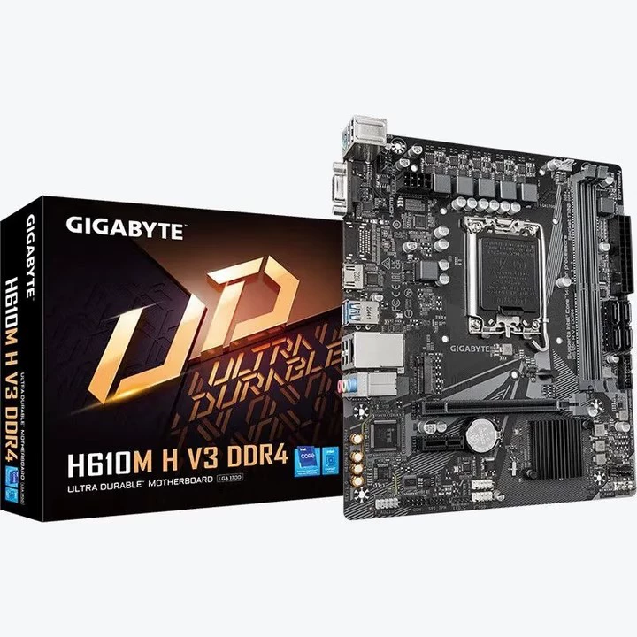 Материнская плата настольного компьютера Gigabyte H610M-H V3 DDR4 устойчива и подходит для процессоров 12/13 поколения, 1700 контактов