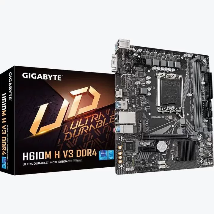 Материнская плата настольного компьютера Gigabyte H610M-H V3 DDR4 устойчива и подходит для процессоров 12/13 поколения, 1700 контактов