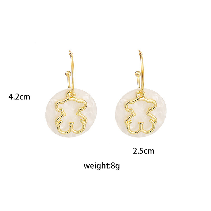 Cute White Round Cartoon Bear Pendant Earrings display picture 1