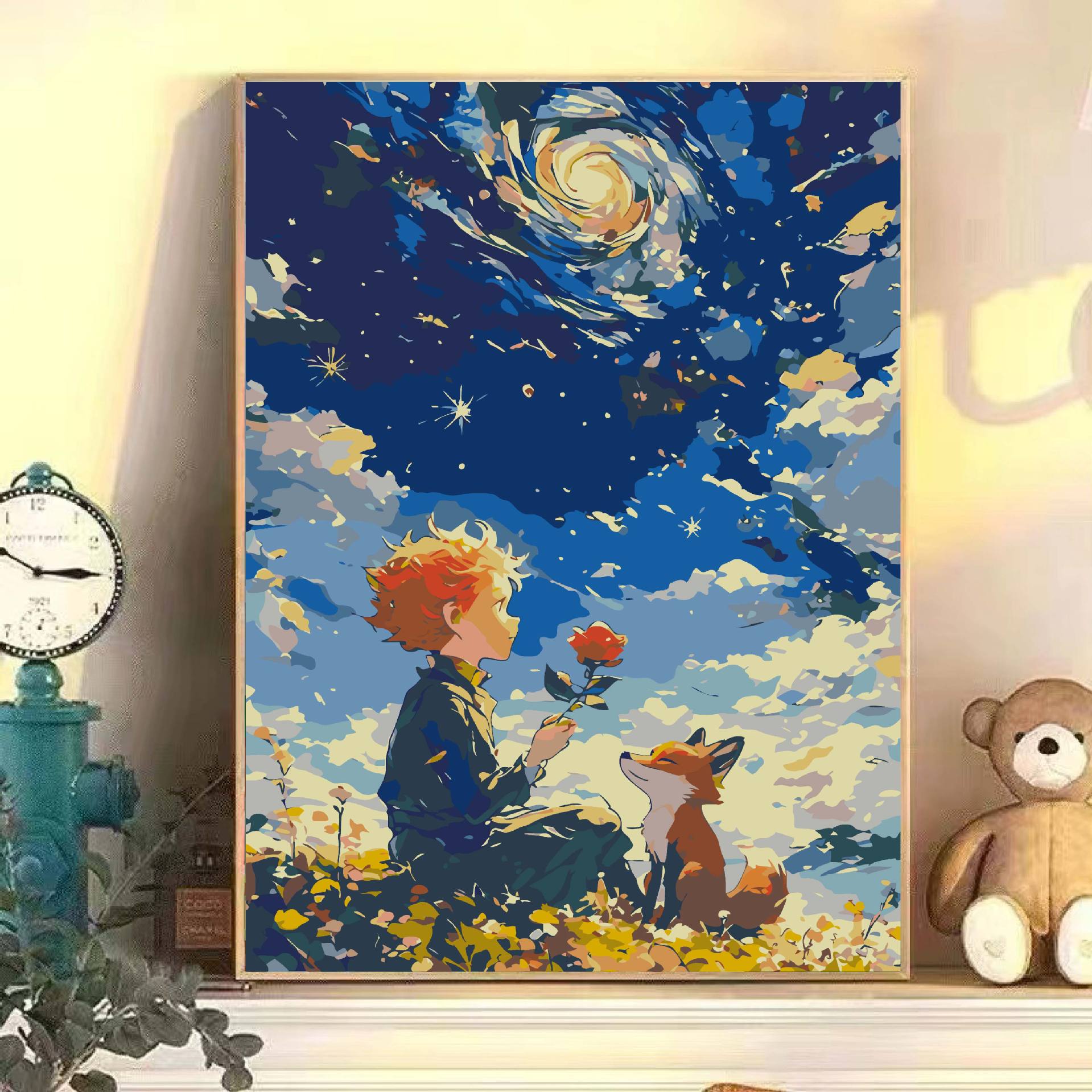 DIY pintura al óleo digital El pequeño príncipe estrella curar dibujos animados pintura al óleo acrílico hecha a mano pintura decorativa moderna