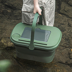 戶外野餐籃露營便攜手提帶蓋春遊用儲物籃多功能可摺疊野炊收納箱