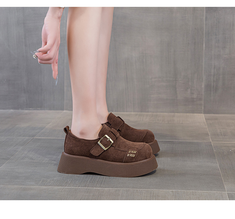 Women's 2025 New Korean Style Thick Sole Height Increasing Big Head Shoes Slip-On Small Stature Casual_vogvips.com