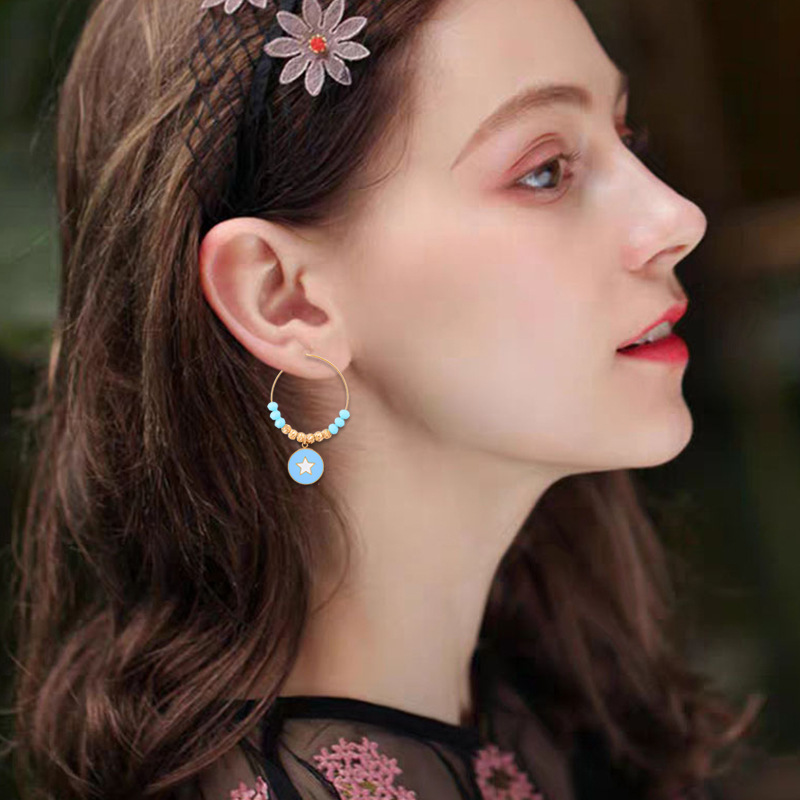 Vacation Star Artificial Crystal Titanium Steel Enamel Drop Earrings 1 Pair