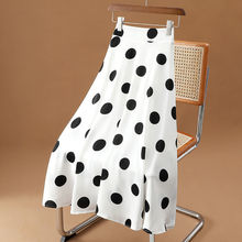 气质减龄大波点半身裙女夏季新款高腰显瘦伞裙中长款大摆字长裙