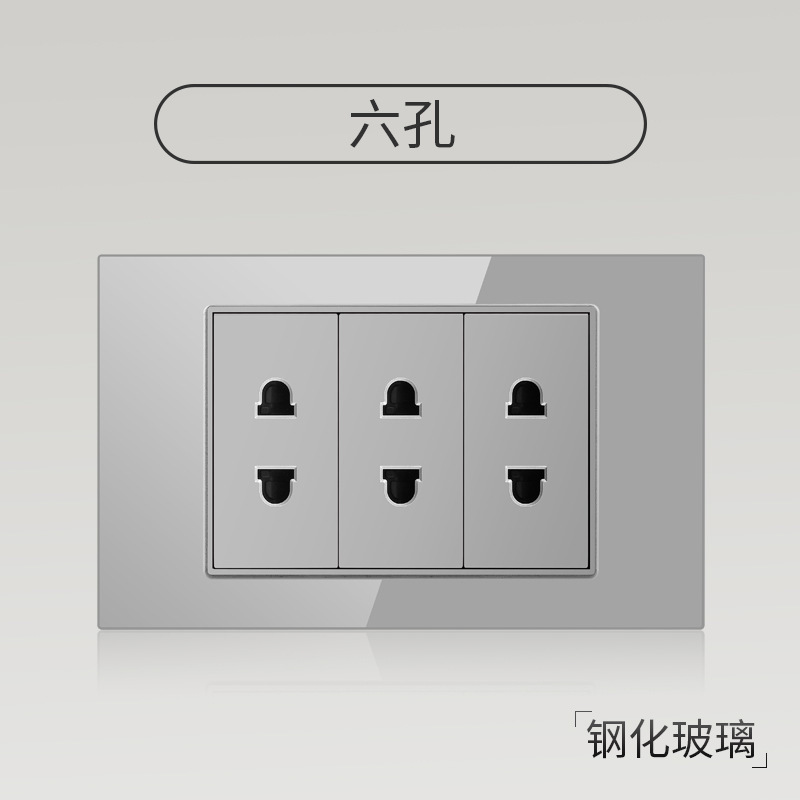 Enchufe de pared con interruptor de vidrio templado gris tipo C estándar americano de 110 V de Taiwán, panel de enchufe de pared con carga rápida de 20 W y atenuación