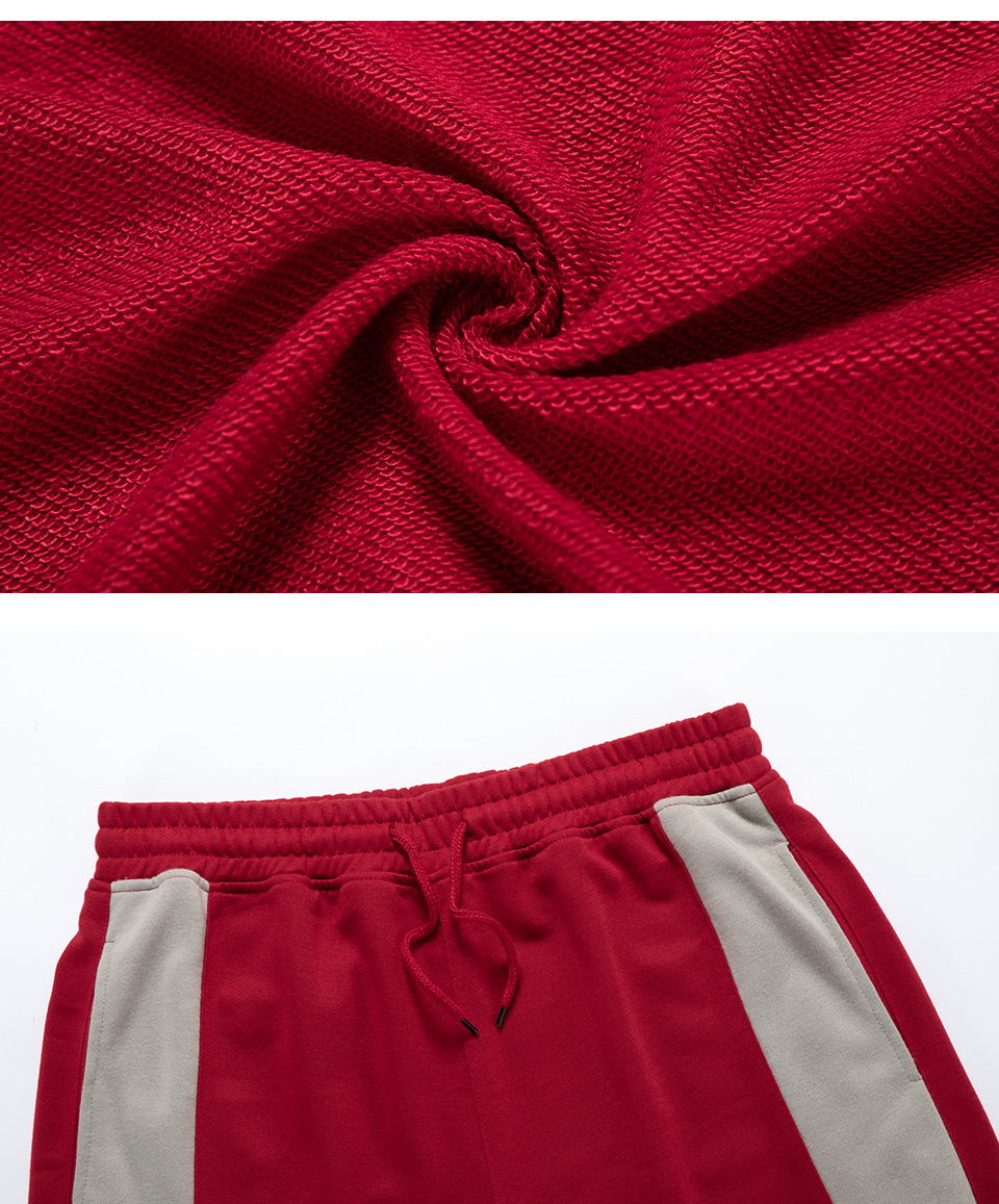 Men's Clothing Long Sleeved Hooded Contrast Color Sports Two Piece Suit_voghion.com