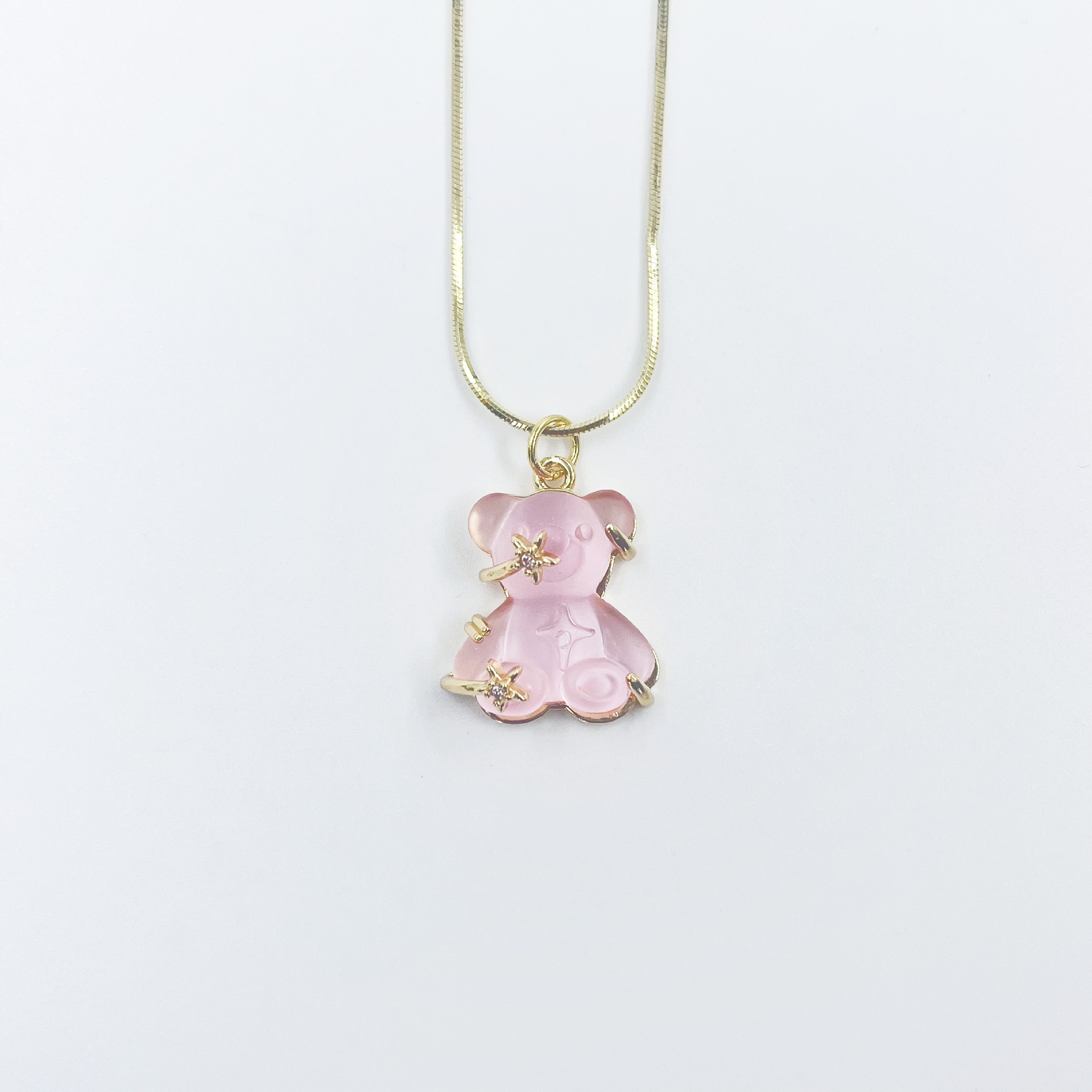 Resin, Copper Material Resin Copper Cute Bear Pendant Necklace
