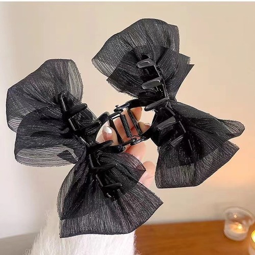 Autumn and winter bow-knot mesh clip, elegant temperament, Internet celebrity hairpin, cloud bubble shark clip-on hairpin on the back of the head