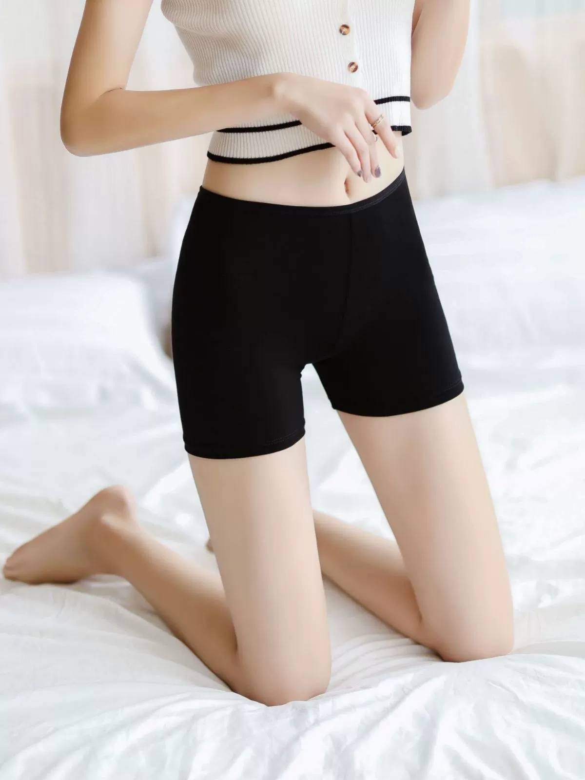 Женские защитные шорты-стринги — модал и ледяной шелк, полиэстер, тонкие бесшовные леггинсы, M–XL
