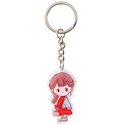 Cartoon INS keychain cute creative girl inspirational text acrylic personalized backpack hook keyring