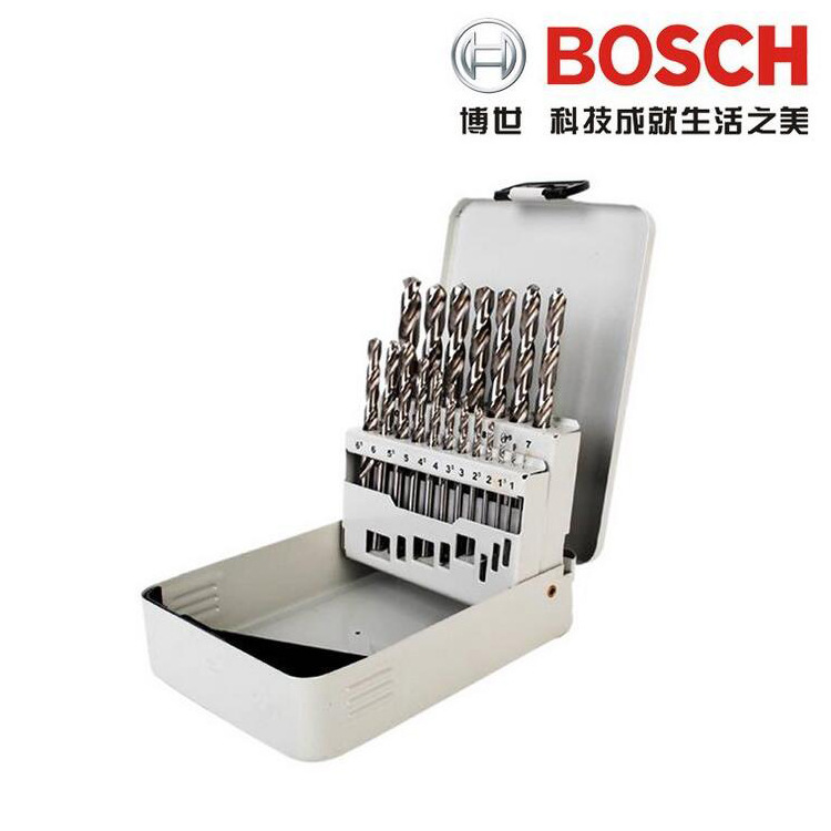 HSS-G正品博世附件19件套高速钢麻花钻头 磨制直柄钻咀1-10mm