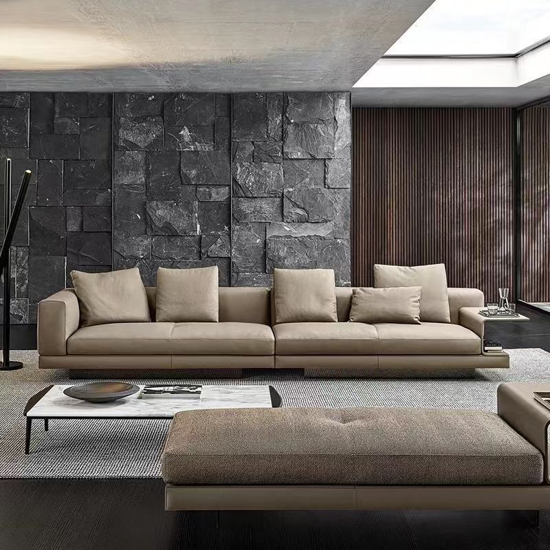 Italian Minimalist Connery Cotton and Linen Simple Modern Fabric Sofa High-End Living Room Internet Celebrity Straight Row Small Apartment Latex