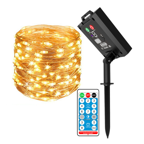 Amazon's new solar copper wire light string Christmas decoration courtyard outdoor copper wire LED lights