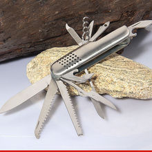 11开家用多功能军刀不锈钢礼品折叠刀户外小刀工具刀折刀赠品刀具