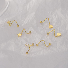 Copper-plated with genuine gold, simple spring earrings for women, 2022 new fashion heart star circle earrings, five-pointed star earrings
