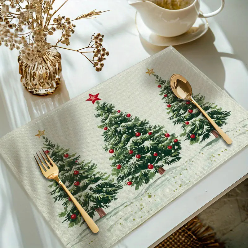 Transfronterizos lino almohadilla de mesa Aliexpress TEMU Amazon almohadilla de mesa cuadrada búfalo rojo almohadilla de Navidad Día de la Independencia