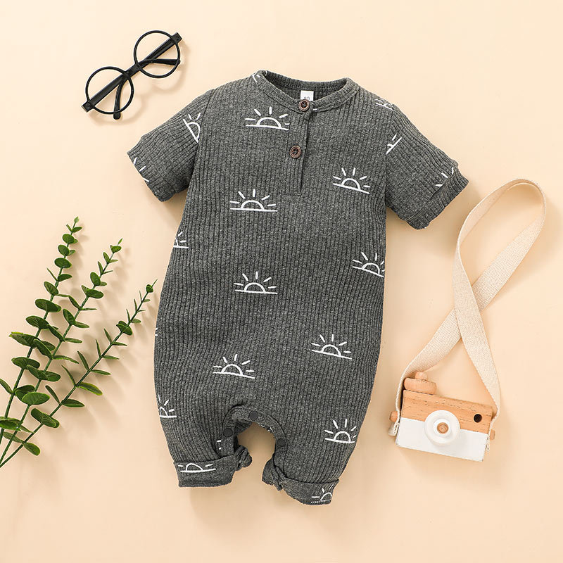 Summer Short-sleeved Pit Strip Romper Romper Solid Color Casual Infant One-piece Wholesale display picture 3