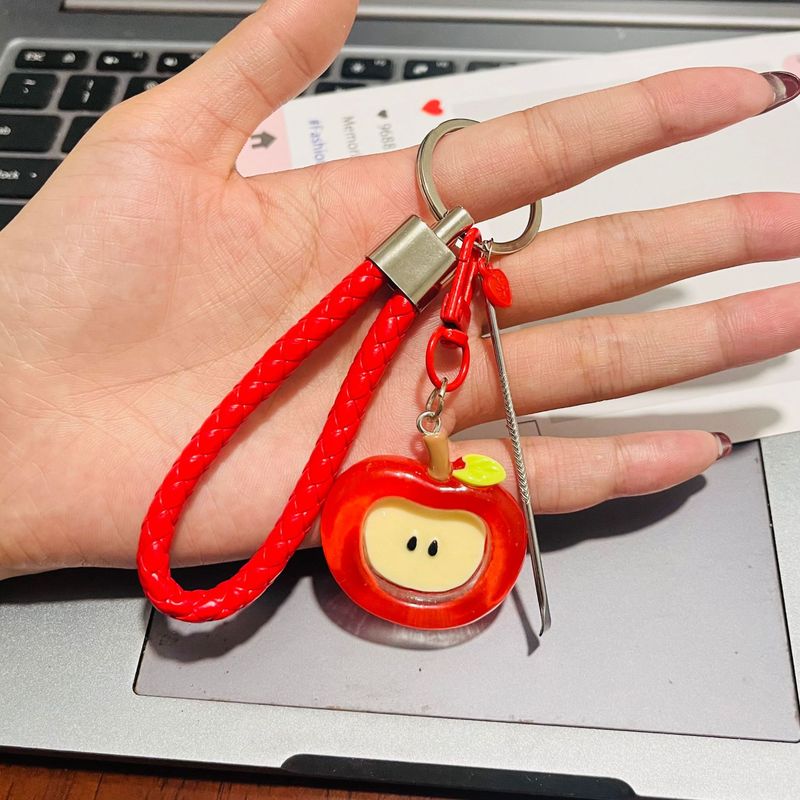 透明な立体シミュレーションアップルキーホルダー、甘くてかわいい学生スクールバッグペンダントアクセサリー、楽しくて面白いペンダントアクセサリー|undefined