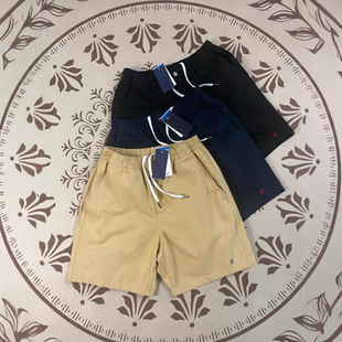 Rl Raff Pony Logo Pure Cotton Summer Shorts Men's Zipper Casual Five-Point Breathable Loose Couple Elastic Pants