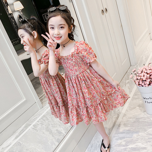 Princess Dress with Floral Print, Lightweight and Stylish Summer Dress for Girls, Age 3-10, Korean Style