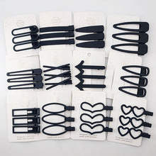 3个卡装黑色百搭烤漆磨砂质感发夹 刘海边夹碎发夹金属几何鸭嘴夹