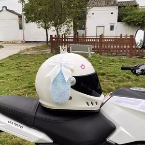 Cute Cinnamoroll Helmet Accessories Motorcycle Electric Vehicle Universal Plush Dog Ears Helmet Decoration