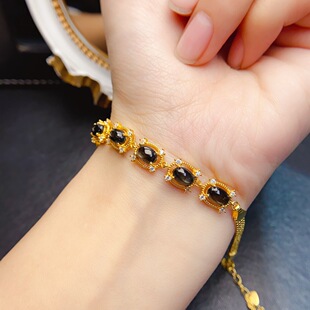 New natural sapphire bracelet S925 silver inlaid main stone 4*6mm Joker net red explosions women's jewelry wholesale